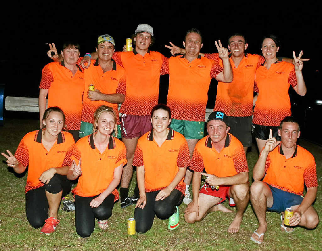 A-grade champions Designated Drinkers: Sandra Brackin, Gavin Beckhouse, Kobi Tate-Beckhouse, Geordie Beckhouse, Jason Brackin, Casey Beckhouse, Rebecca Hoffman, Natasha Nolan, Lara Brackin, Mick Brackin and Matt Cole. MORE PHOTOS: PAGE 17 A-grade champions Designated Drinkers: Sandra Brackin, Gavin Beckhouse, Kobi Tate-Beckhouse, Geordie Beckhouse, Jason Brackin, Casey Beckhouse, Rebecca Hoffman, Natasha Nolan, Lara Brackin, Mick Brackin and Matt Cole. MORE PHOTOS: PAGE 17